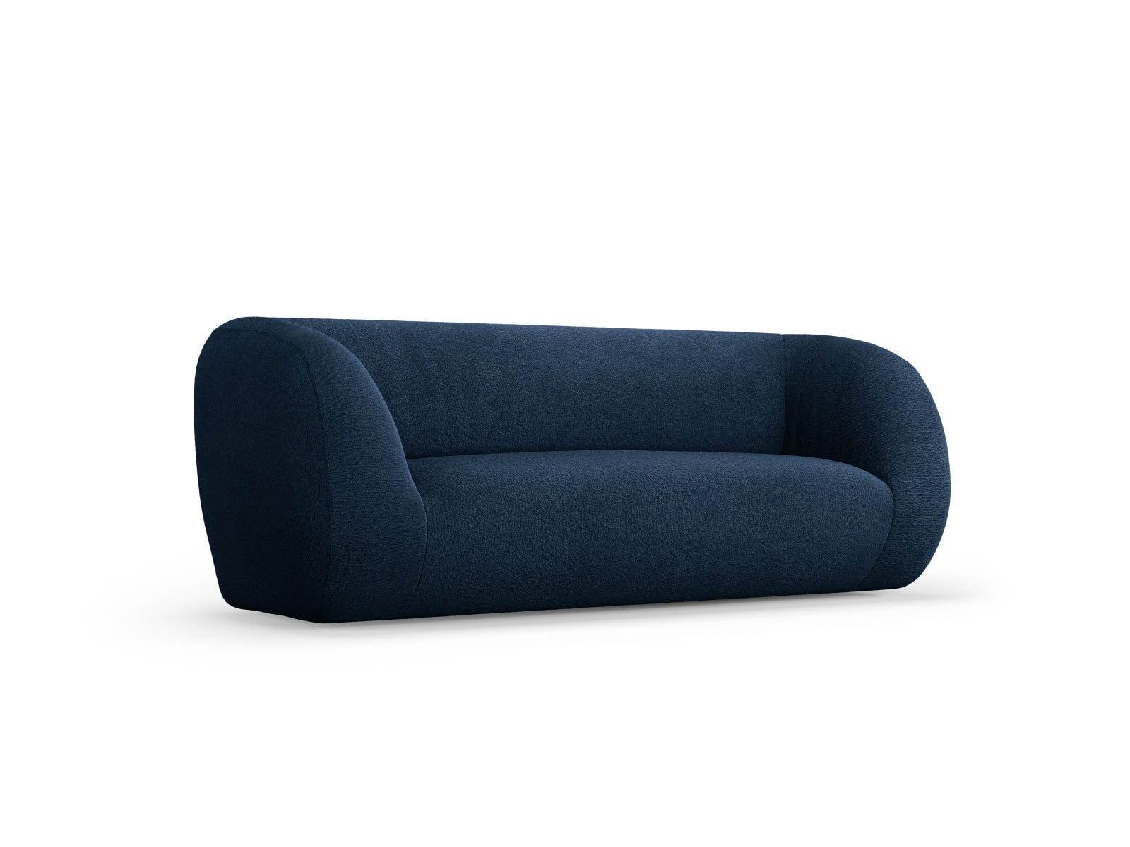 Stilvolles 2-Sitzer Sofa "Essen" in luxuriöser Boucle-Textur, tiefblau, perfekt für moderne und elegante Wohnumgebungen von Cosmopolitan Design.