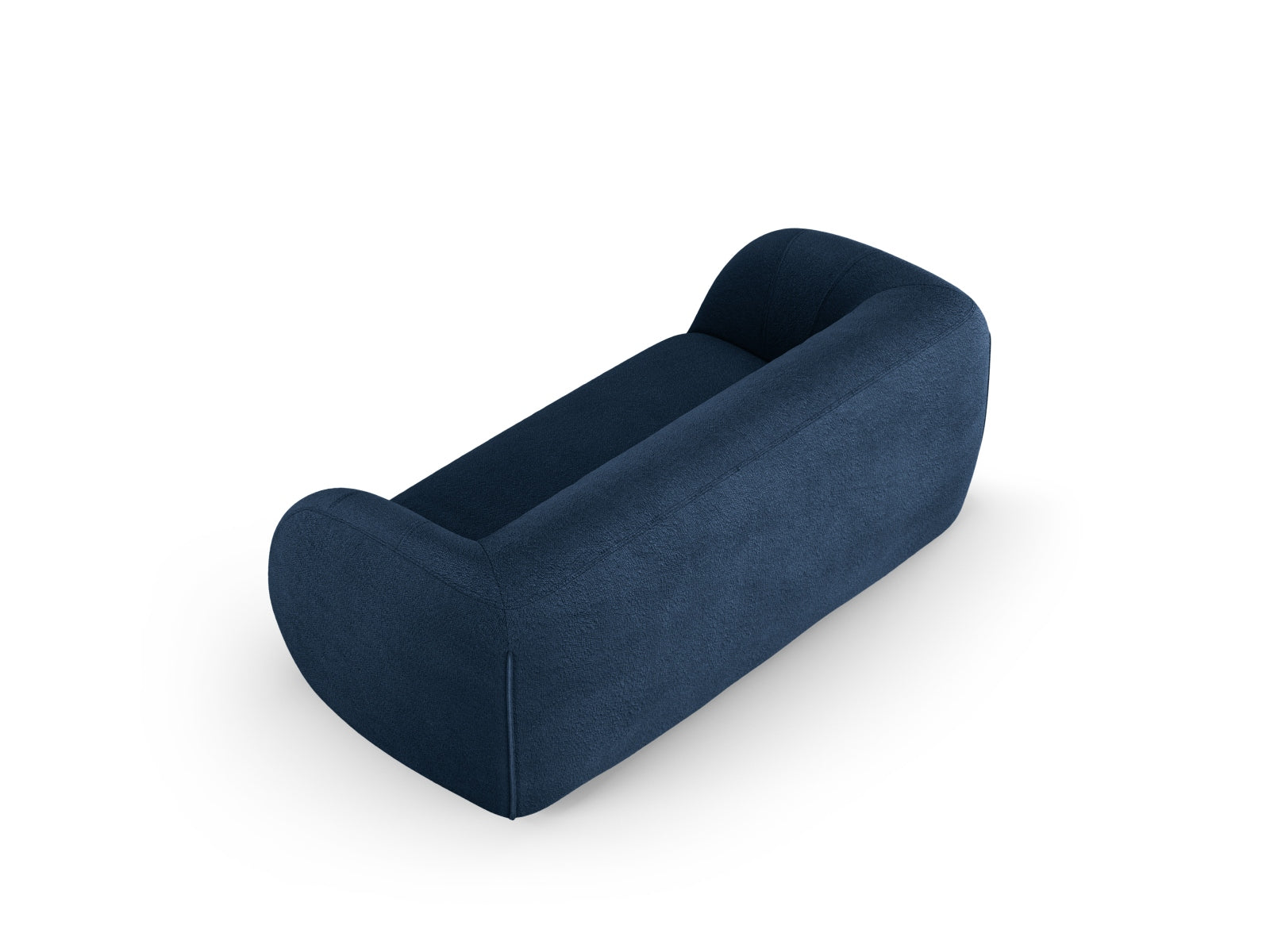 Elegantes 2-Sitzer Sofa "Essen" in tiefblauer Boucle-Optik, ideal für stilvolle Wohnräume und modernes Interieur von Cosmopolitan Design.