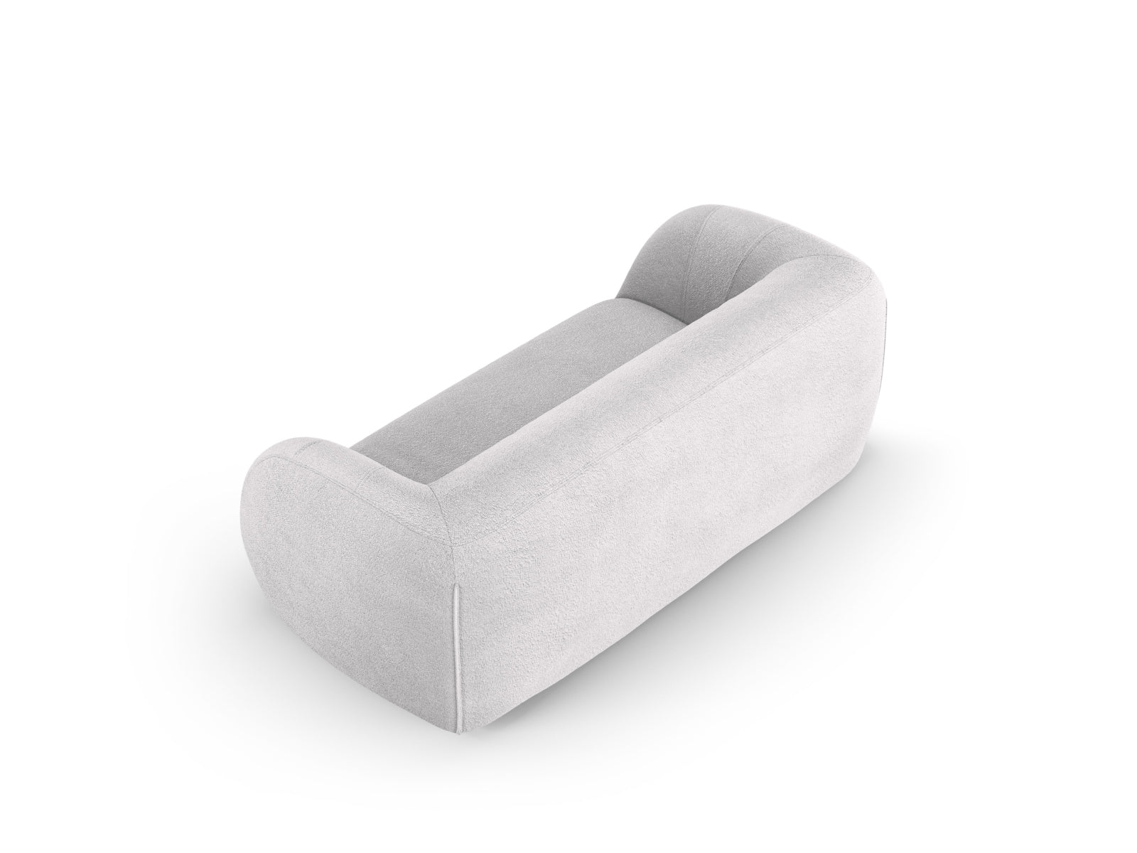 Elegantes 2-Sitzer Sofa "Essen" in weicher Boucle-Oberfläche, hellgrau, ideal für stilvolle und einladende Wohnräume von Cosmopolitan Design.