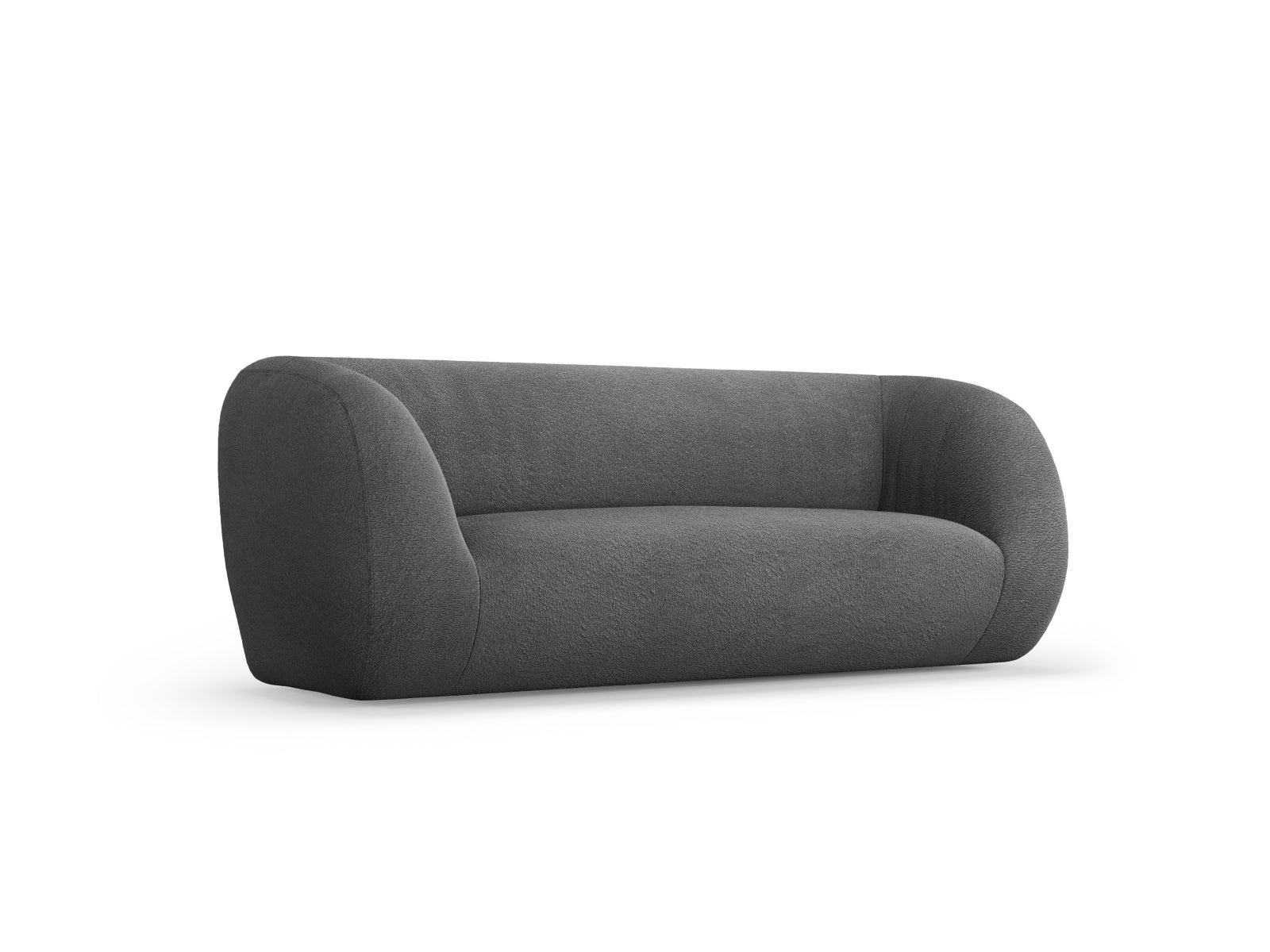 Modernes 2-Sitzer Sofa "Essen" in hochwertiger Boucle-Oberfläche, zeitloses Dunkelgrau, perfekt für stilvolle Wohnambiente.