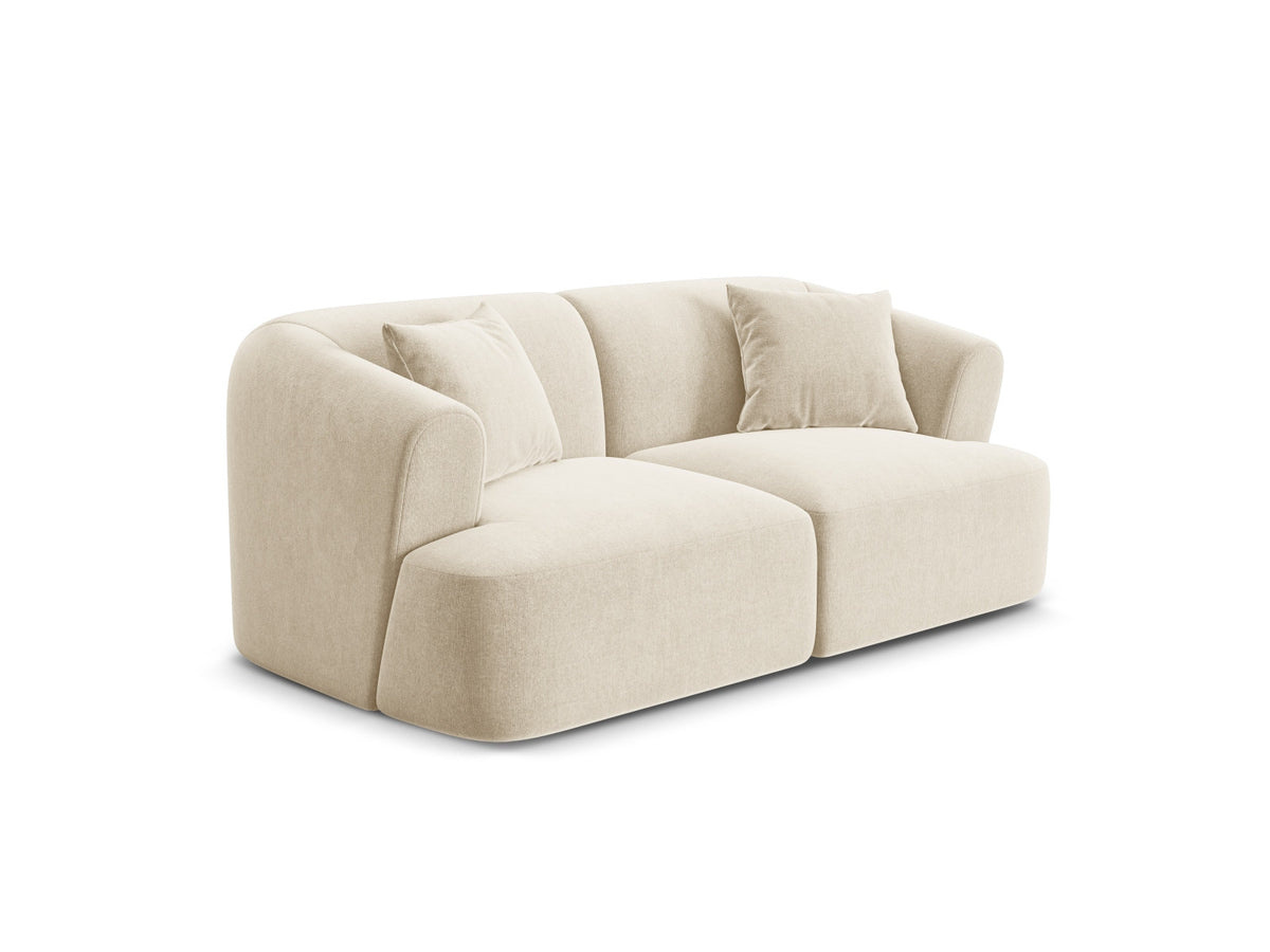 2-Sitzer Modular Sofa Campi mit Stoffbezug, weichen Polstern und schwarzen Kunststoffbeinen