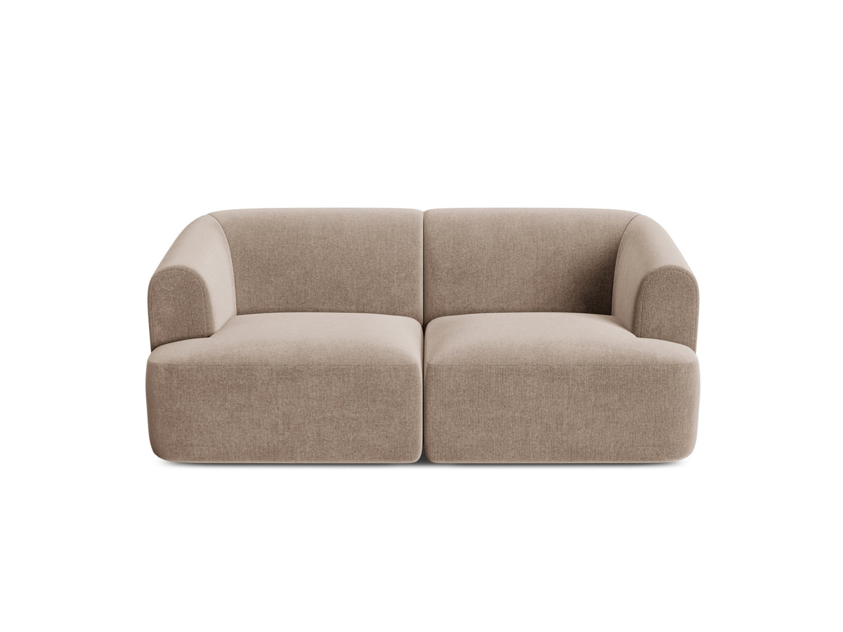 2-Sitzer Modular Sofa Campi mit Stoffbezug, weichen Polstern und schwarzen Kunststoffbeinen