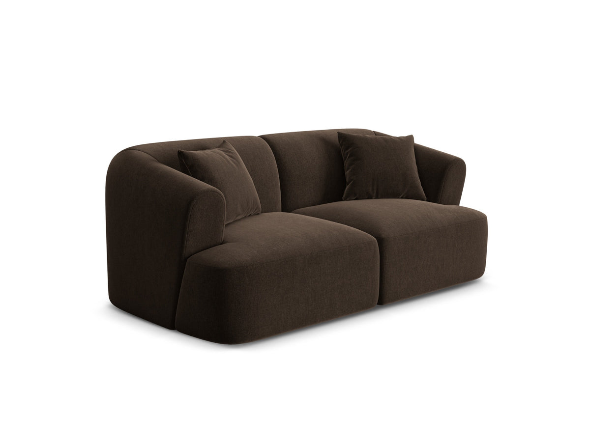 2-Sitzer Modular Sofa Campi mit Stoffbezug, weichen Polstern und schwarzen Kunststoffbeinen