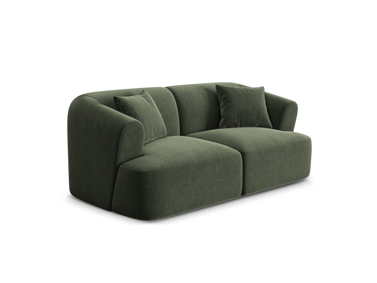 2-Sitzer Modular Sofa Campi mit Stoffbezug, weichen Polstern und schwarzen Kunststoffbeinen