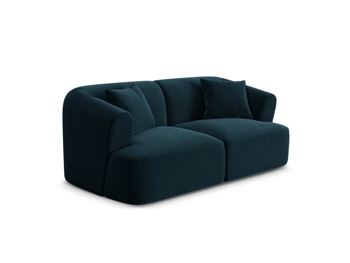 2-Sitzer Modular Sofa Campi mit Stoffbezug, weichen Polstern und schwarzen Kunststoffbeinen
