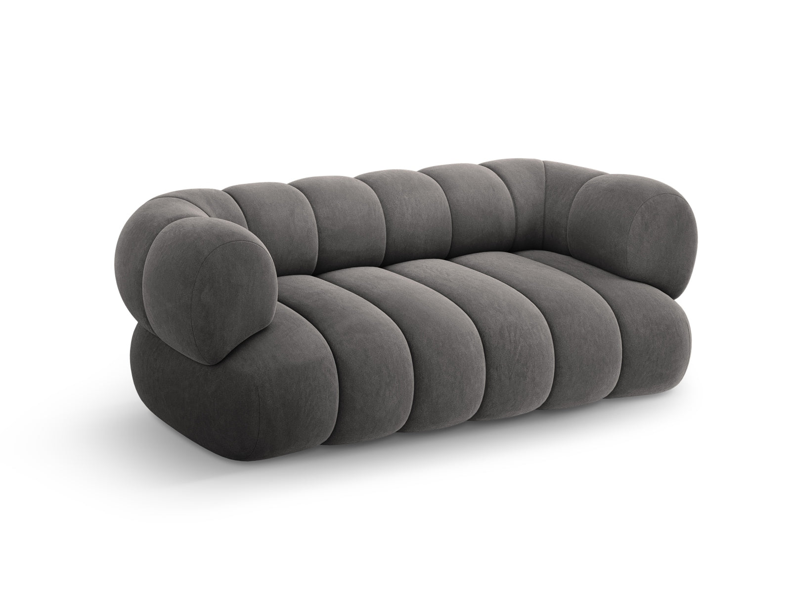 Stilvolles 2-Sitzer Velour Sofa in Grau, 95 cm breit, perfekt für moderne Wohnkonzepte, entworfen von Cosmopolitan Design.