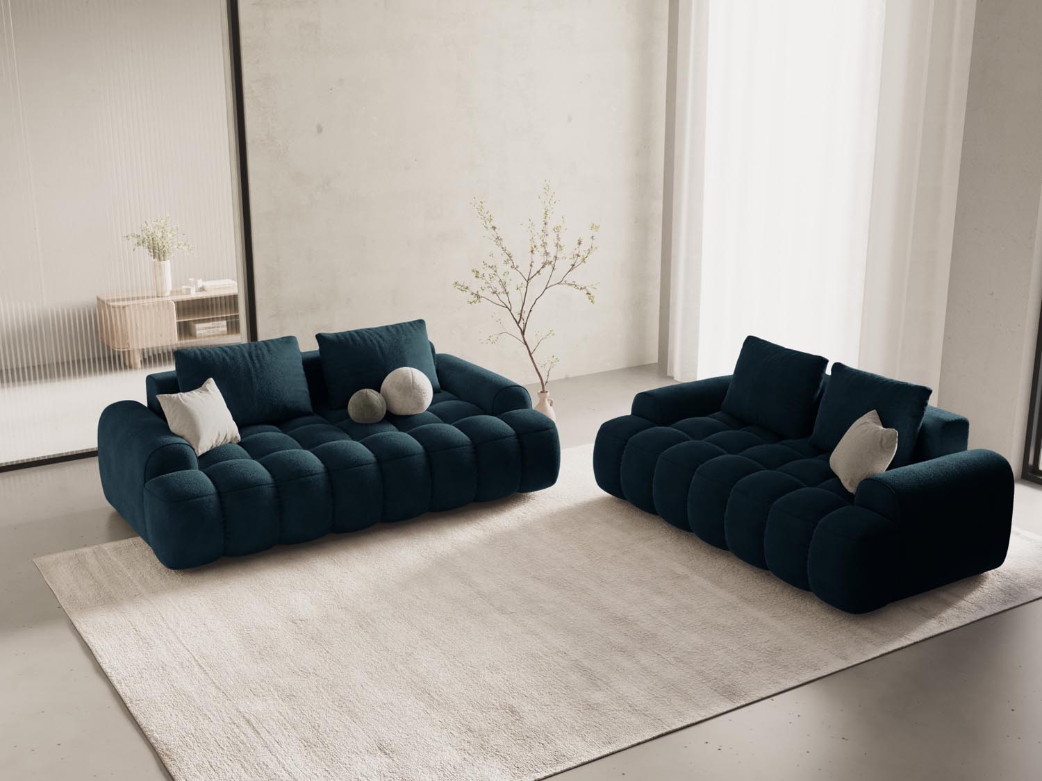 Elegantes Linz Velour Sofa in Deep Petrol-Vogue, ideal für stilvolle Wohnräume. Kompakte 2-Sitzer-Lösung von Cosmopolitan Design.