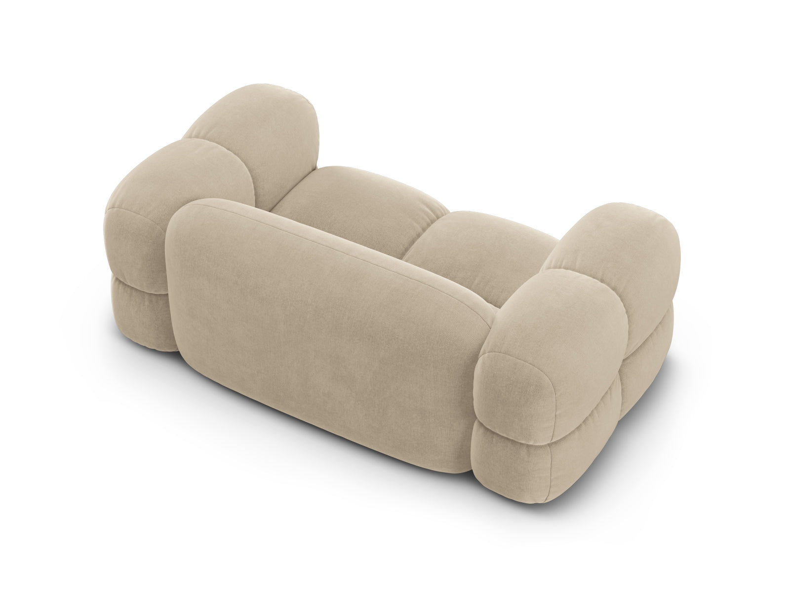 Stilvolles 2-Sitzer Velours Sofa Loretto in zartem Beige, perfekt für moderne Wohnkonzepte und entspannte Gemütlichkeit.
