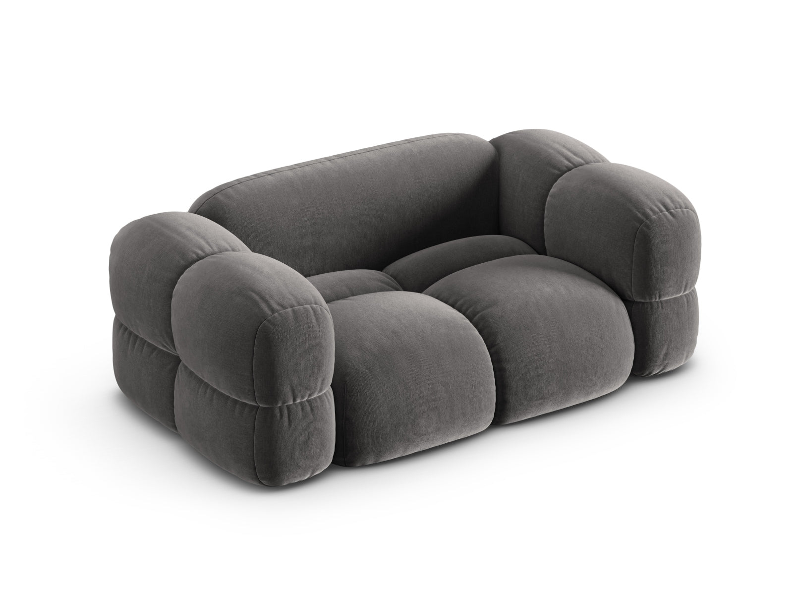 Elegantes 2-Sitzer Sofa Loretto aus Velours in Grau, ideal für stilvolle Wohnräume und zeitgemäße Inneneinrichtung.