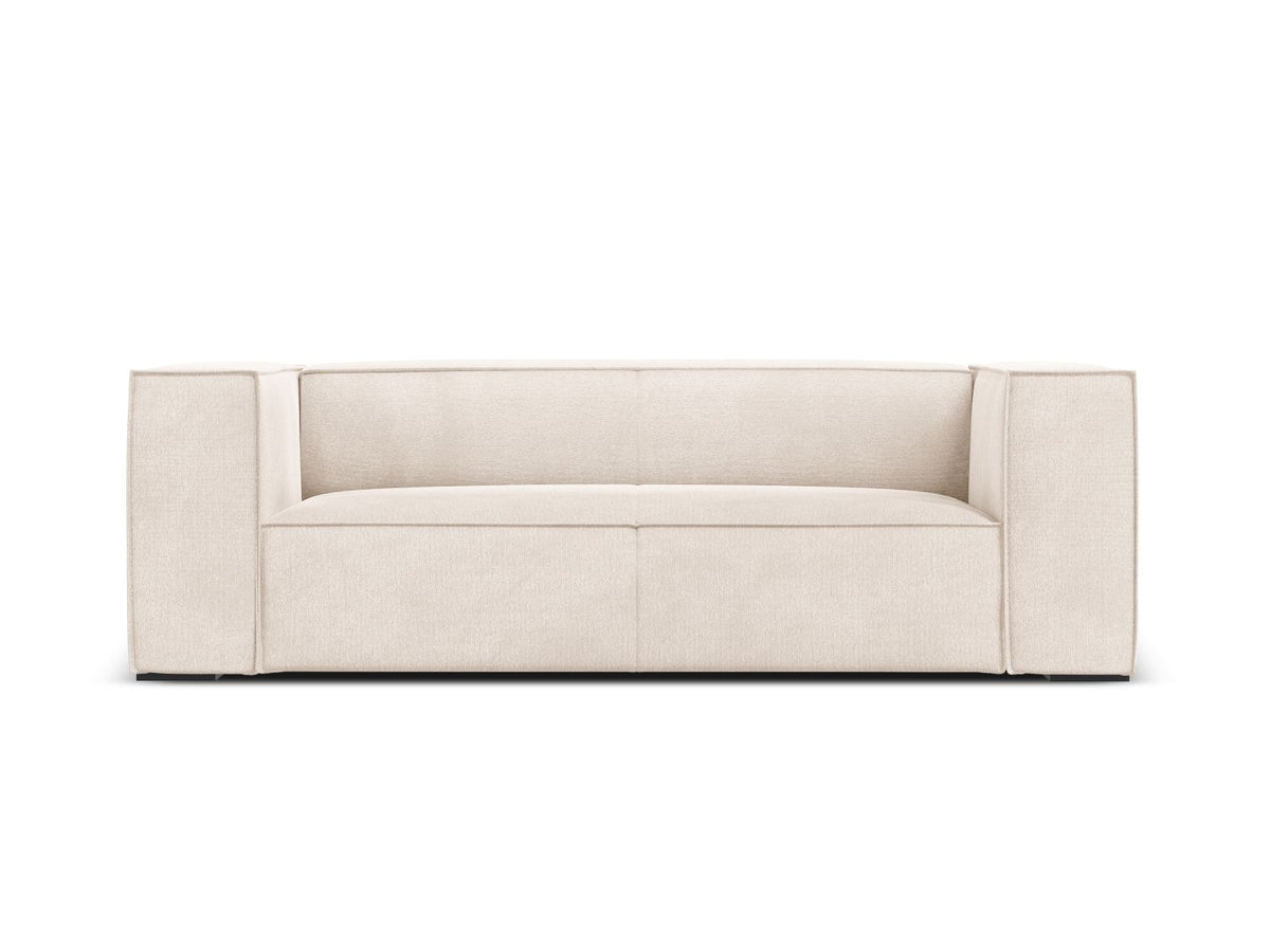Zweisitzer-Sofa Turin von Cosmopolitan Design, Bezug in Light Beige-Rosario Chenille-Optik, Beine aus schwarzem Buchenholz, klare Linienführung.