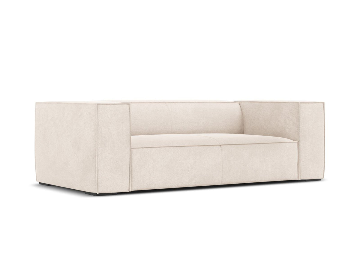 Zweisitzer-Sofa Turin von Cosmopolitan Design, Bezug in Light Beige-Rosario Chenille-Optik, Beine aus schwarzem Buchenholz, klare Linienführung.