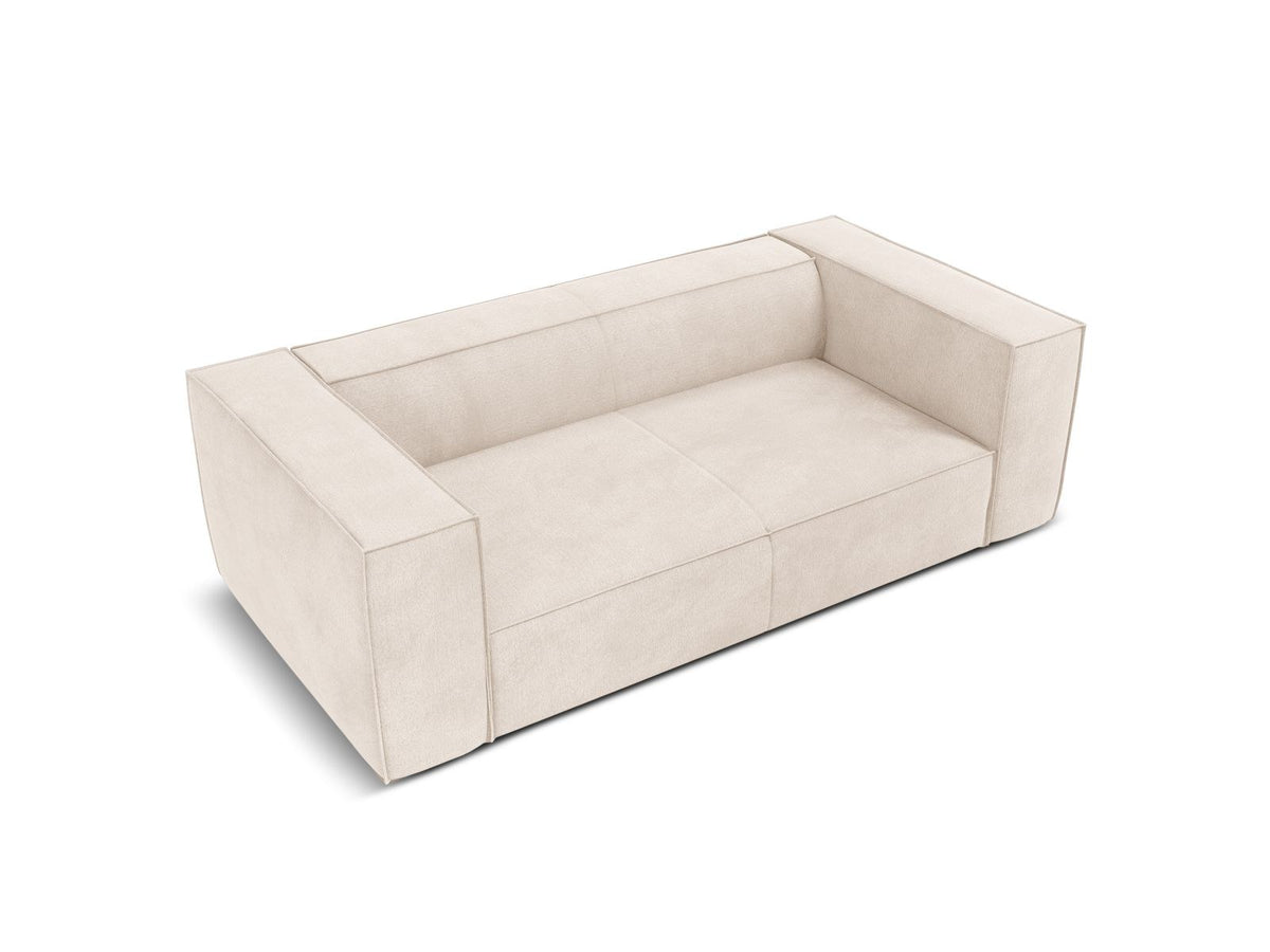 Zweisitzer-Sofa Turin von Cosmopolitan Design, Bezug in Light Beige-Rosario Chenille-Optik, Beine aus schwarzem Buchenholz, klare Linienführung.