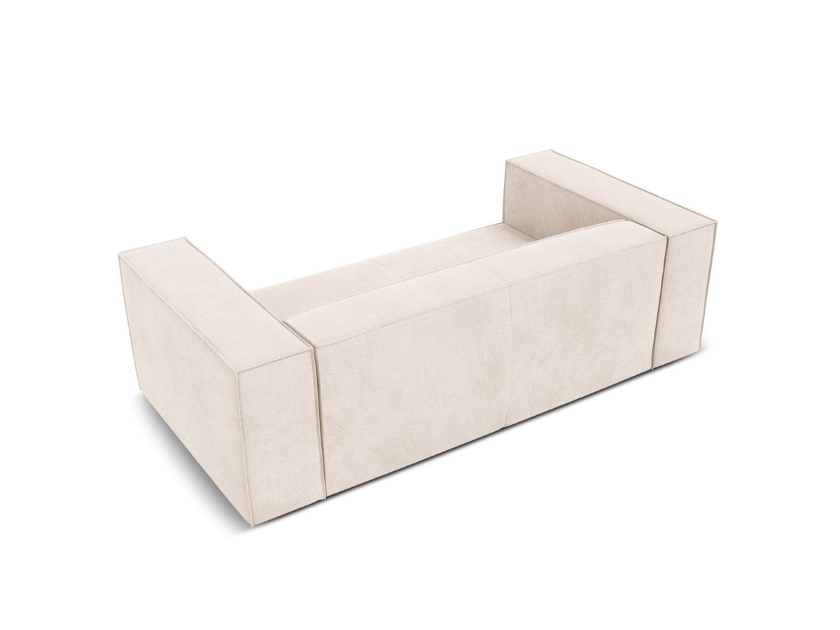 Zweisitzer-Sofa Turin von Cosmopolitan Design, Bezug in Light Beige-Rosario Chenille-Optik, Beine aus schwarzem Buchenholz, klare Linienführung.