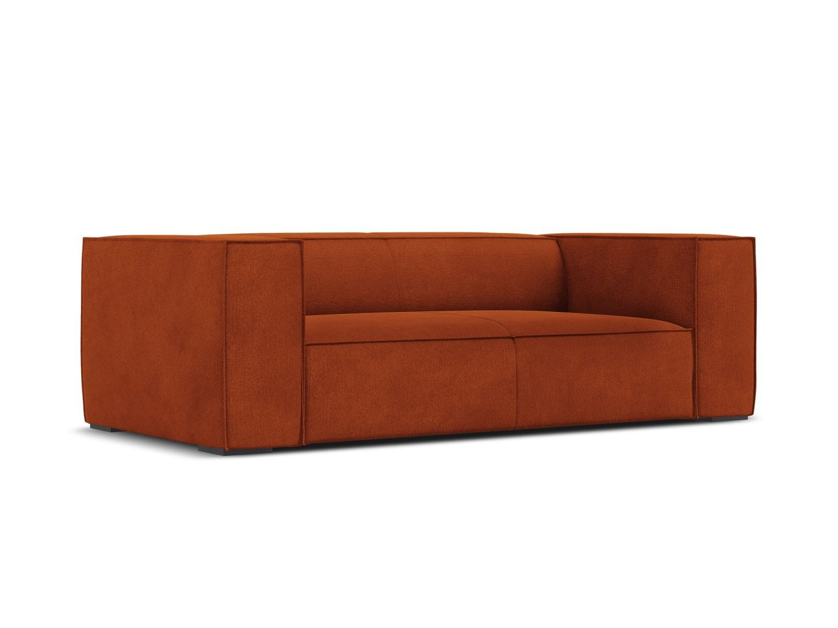 Zweisitzer-Sofa Turin von Cosmopolitan Design, Bezug in Light Beige-Rosario Chenille-Optik, Beine aus schwarzem Buchenholz, klare Linienführung.