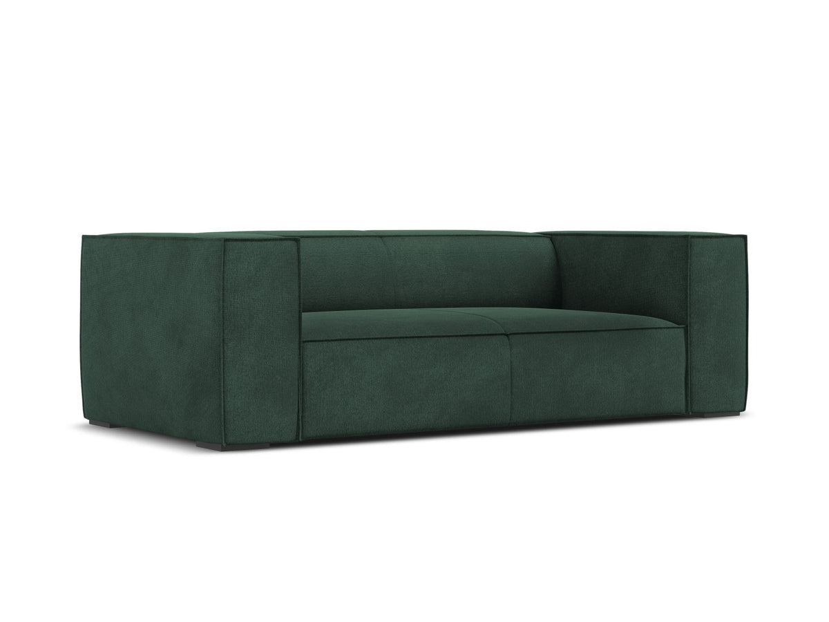 Zweisitzer-Sofa Turin von Cosmopolitan Design, Bezug in Light Beige-Rosario Chenille-Optik, Beine aus schwarzem Buchenholz, klare Linienführung.