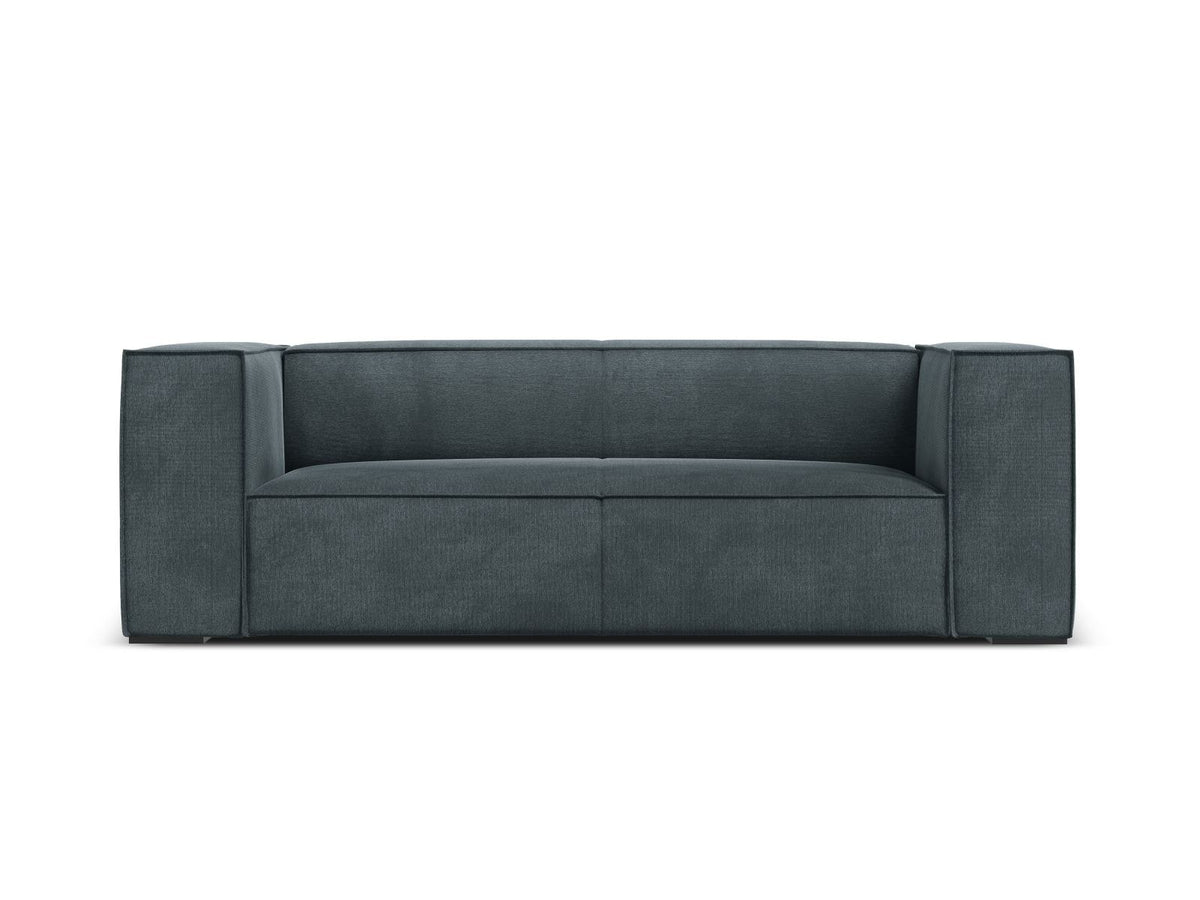 Zweisitzer-Sofa Turin von Cosmopolitan Design, Bezug in Light Beige-Rosario Chenille-Optik, Beine aus schwarzem Buchenholz, klare Linienführung.