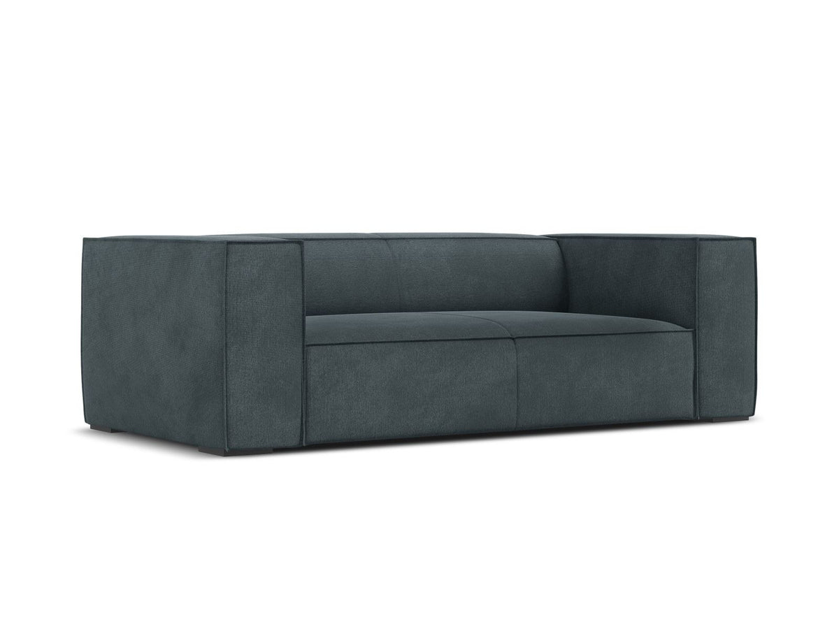 Zweisitzer-Sofa Turin von Cosmopolitan Design, Bezug in Light Beige-Rosario Chenille-Optik, Beine aus schwarzem Buchenholz, klare Linienführung.