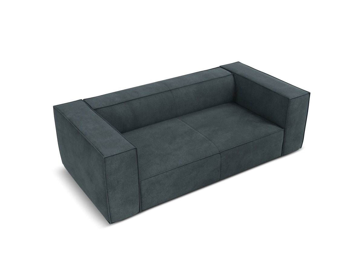 Zweisitzer-Sofa Turin von Cosmopolitan Design, Bezug in Light Beige-Rosario Chenille-Optik, Beine aus schwarzem Buchenholz, klare Linienführung.