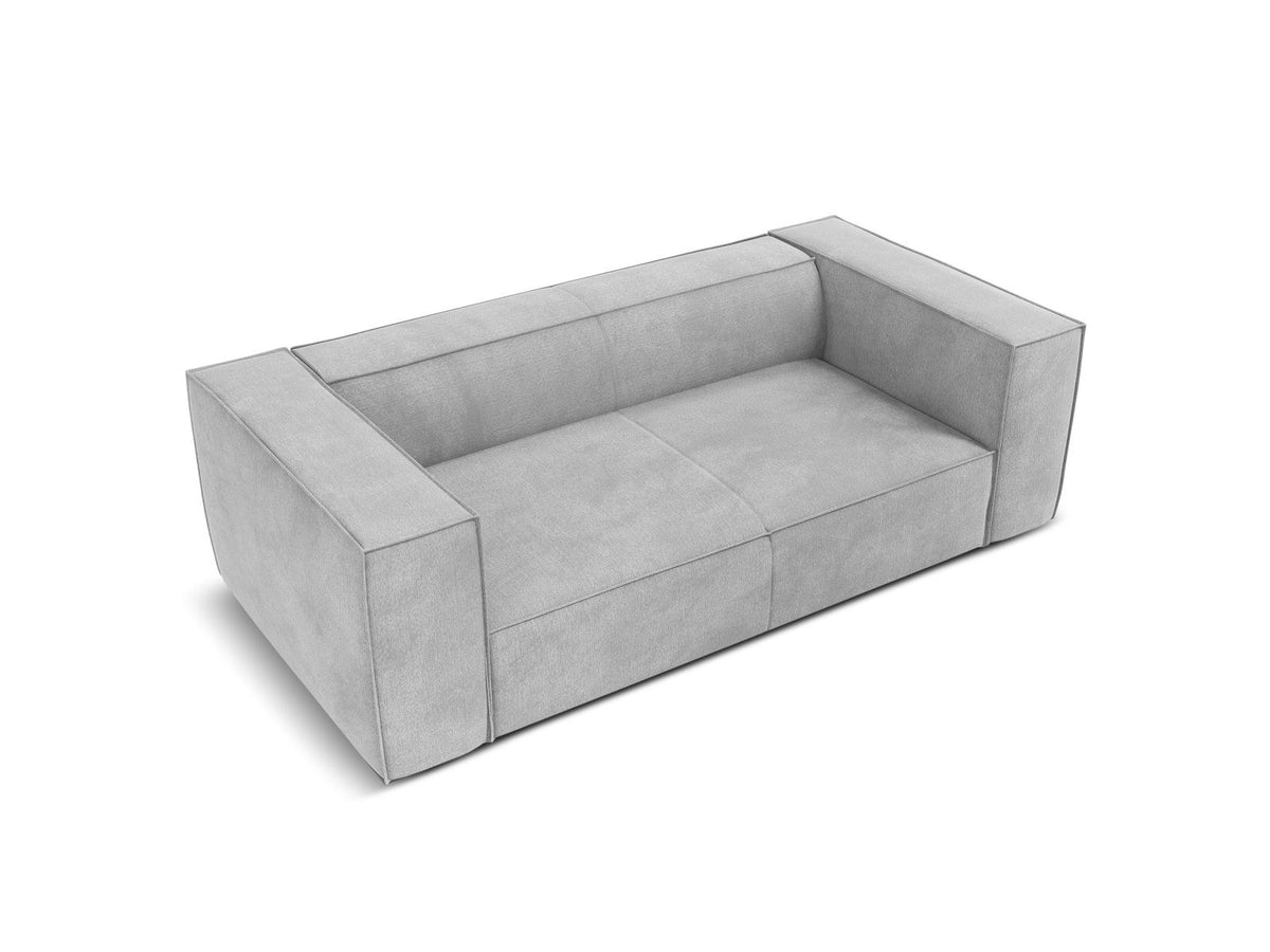 Zweisitzer-Sofa Turin von Cosmopolitan Design, Bezug in Light Beige-Rosario Chenille-Optik, Beine aus schwarzem Buchenholz, klare Linienführung.