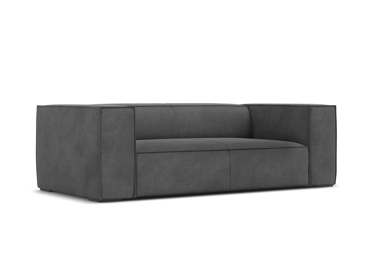 Zweisitzer-Sofa Turin von Cosmopolitan Design, Bezug in Light Beige-Rosario Chenille-Optik, Beine aus schwarzem Buchenholz, klare Linienführung.