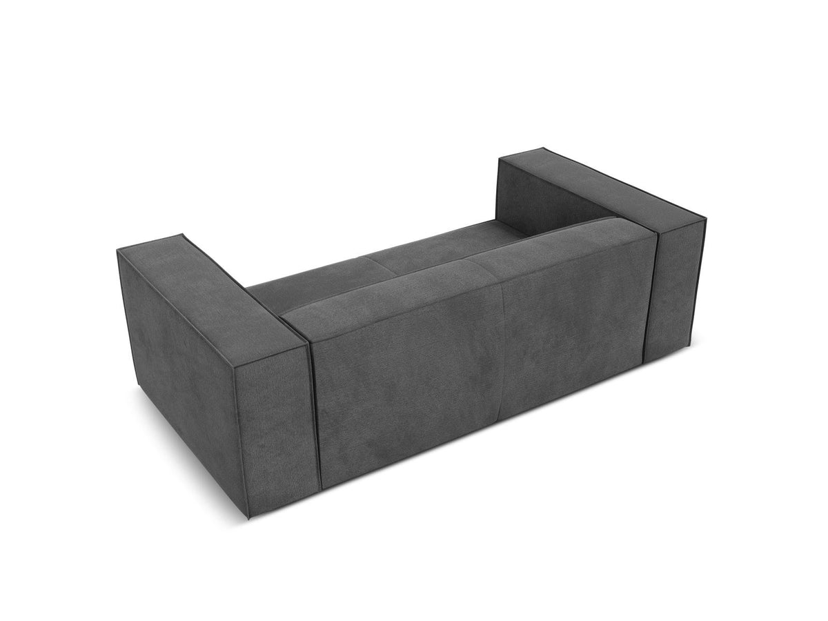 Zweisitzer-Sofa Turin von Cosmopolitan Design, Bezug in Light Beige-Rosario Chenille-Optik, Beine aus schwarzem Buchenholz, klare Linienführung.