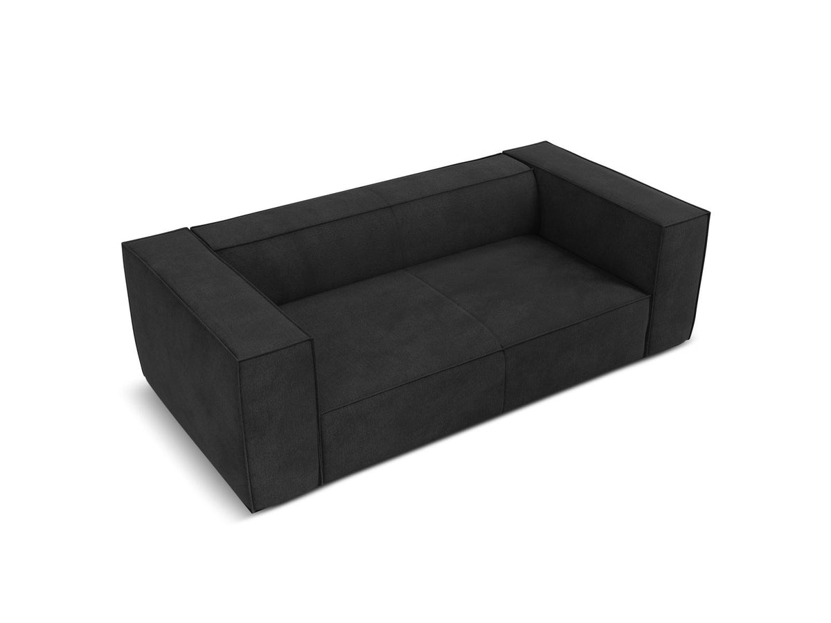 Zweisitzer-Sofa Turin von Cosmopolitan Design, Bezug in Light Beige-Rosario Chenille-Optik, Beine aus schwarzem Buchenholz, klare Linienführung.