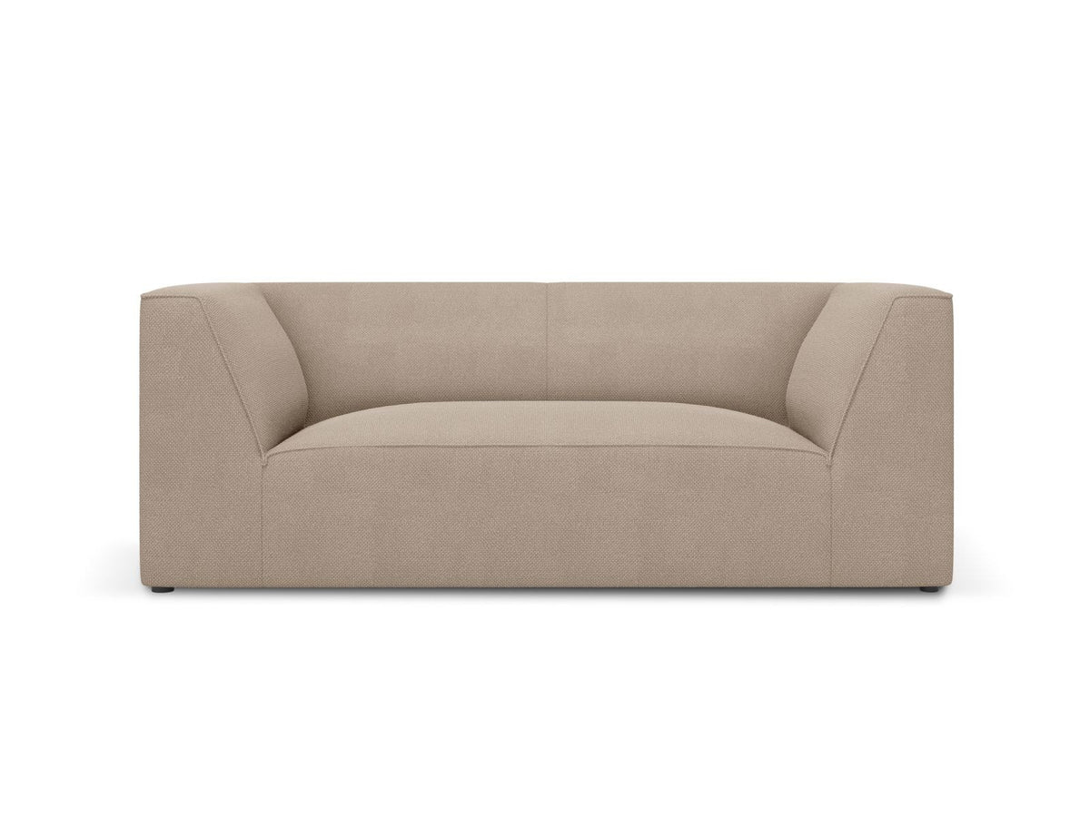 2-Sitzer Sofa Siena in Light Beige-Scala mit strukturiertem Cordstoff, Massivholzrahmen und schwarzen Kunststoffbeinen, urbanes Design.