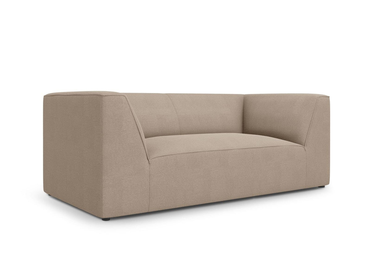 2-Sitzer Sofa Siena in Light Beige-Scala mit strukturiertem Cordstoff, Massivholzrahmen und schwarzen Kunststoffbeinen, urbanes Design.