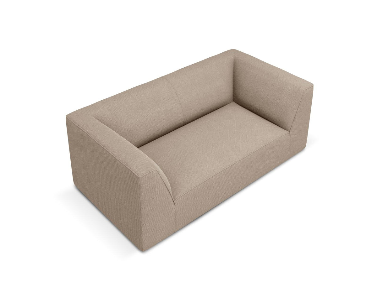 2-Sitzer Sofa Siena in Light Beige-Scala mit strukturiertem Cordstoff, Massivholzrahmen und schwarzen Kunststoffbeinen, urbanes Design.