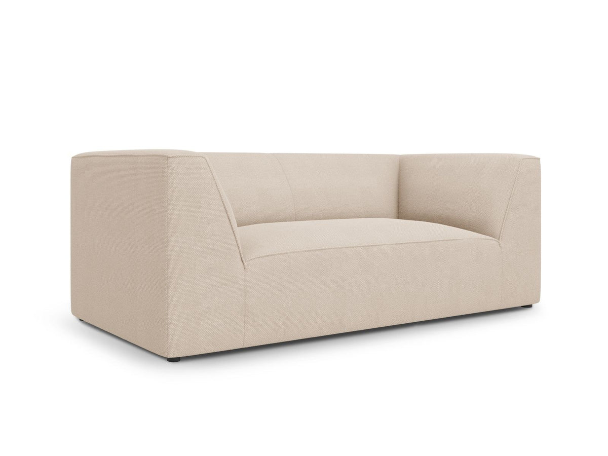 2-Sitzer Sofa Siena in Light Beige-Scala mit strukturiertem Cordstoff, Massivholzrahmen und schwarzen Kunststoffbeinen, urbanes Design.