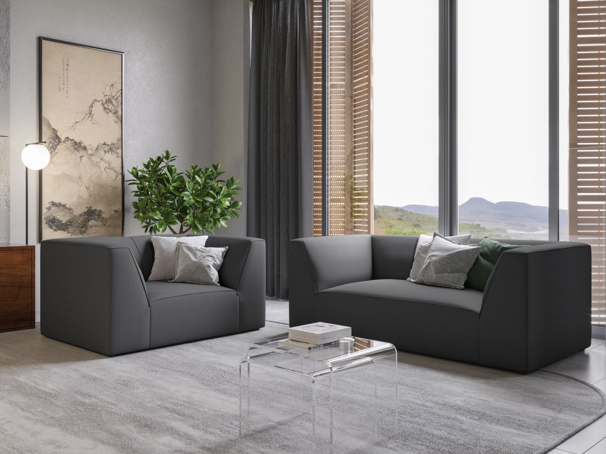 2-Sitzer Sofa Siena in Light Beige-Scala mit strukturiertem Cordstoff, Massivholzrahmen und schwarzen Kunststoffbeinen, urbanes Design.