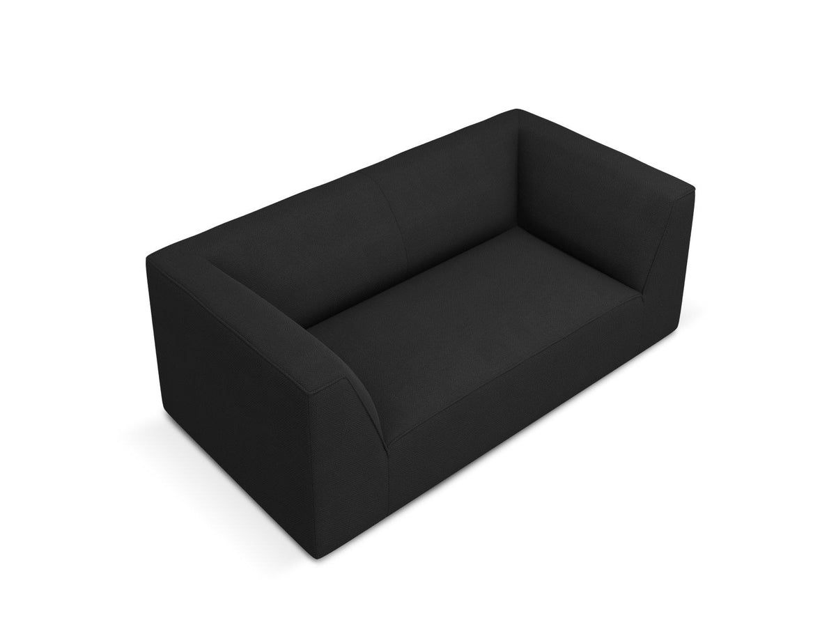 2-Sitzer Sofa Siena in Light Beige-Scala mit strukturiertem Cordstoff, Massivholzrahmen und schwarzen Kunststoffbeinen, urbanes Design.