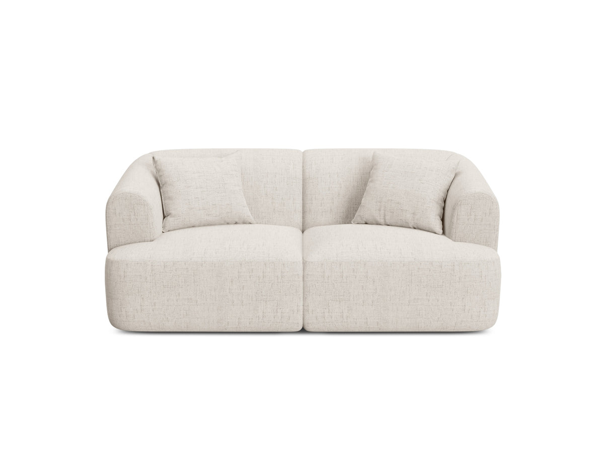 2-Sitzer Modular Sofa Campi mit Stoffbezug, weichen Polstern und schwarzen Kunststoffbeinen
