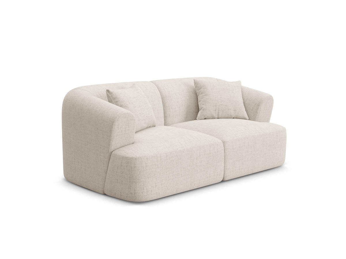 2-Sitzer Modular Sofa Campi mit Stoffbezug, weichen Polstern und schwarzen Kunststoffbeinen
