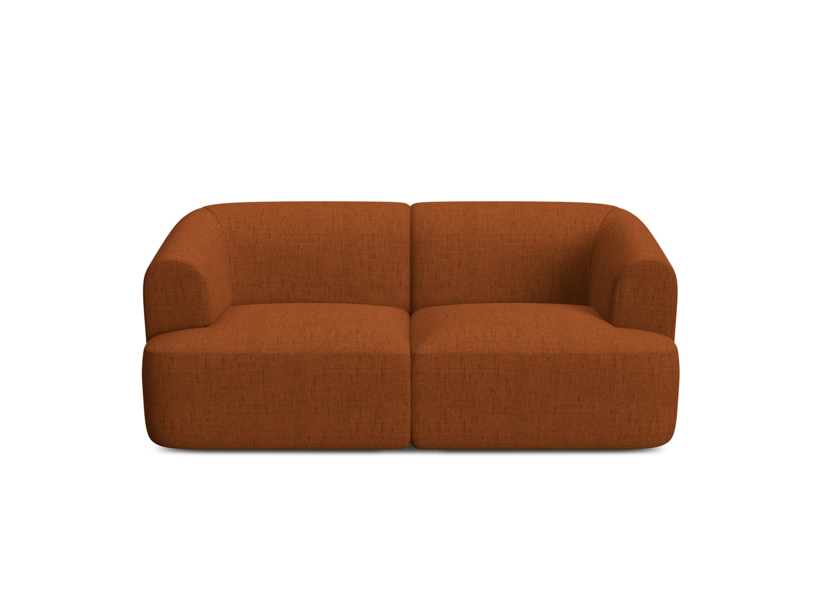 Elegantes 2-Sitzer Sofa Campi in warmem Ziegelrot, ideal für moderne Wohnräume und einladende Gemütlichkeit.