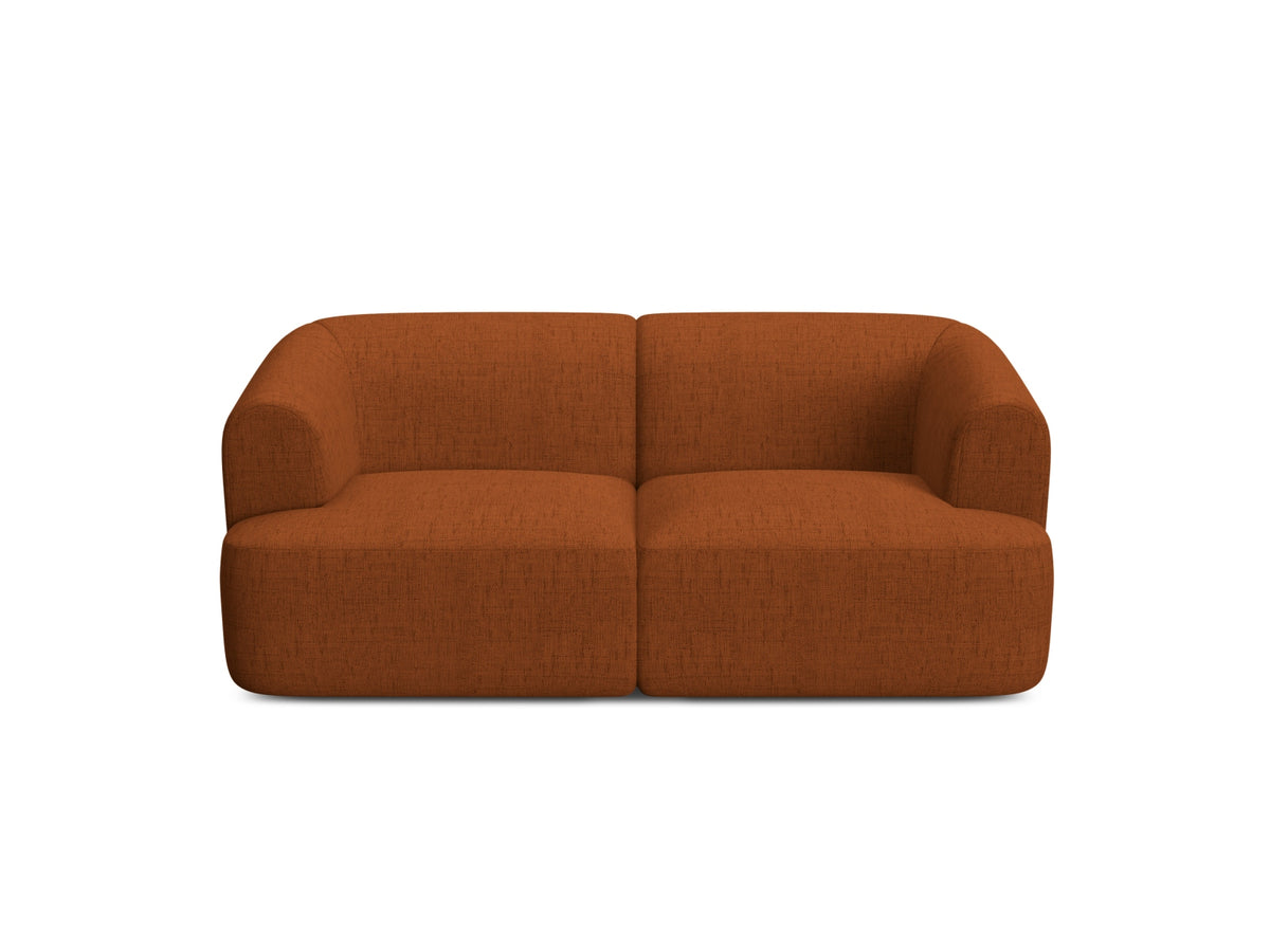 2-Sitzer Modular Sofa Campi mit Stoffbezug, weichen Polstern und schwarzen Kunststoffbeinen