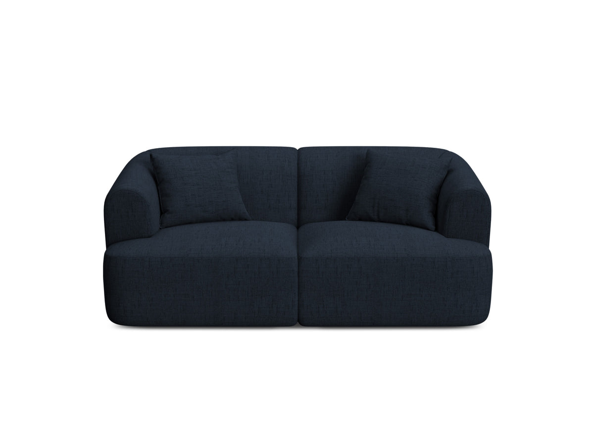 2-Sitzer Modular Sofa Campi mit Stoffbezug, weichen Polstern und schwarzen Kunststoffbeinen