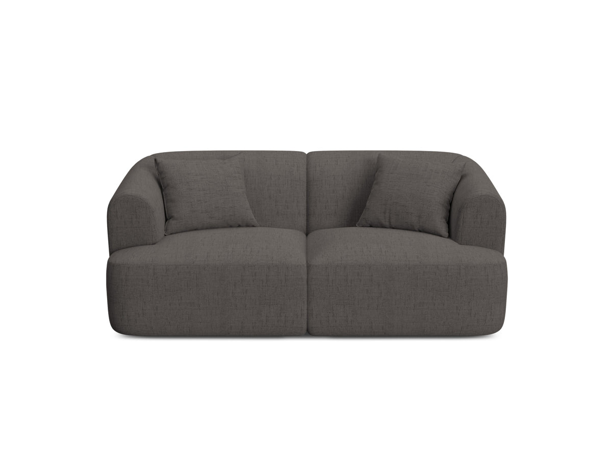 2-Sitzer Modular Sofa Campi mit Stoffbezug, weichen Polstern und schwarzen Kunststoffbeinen