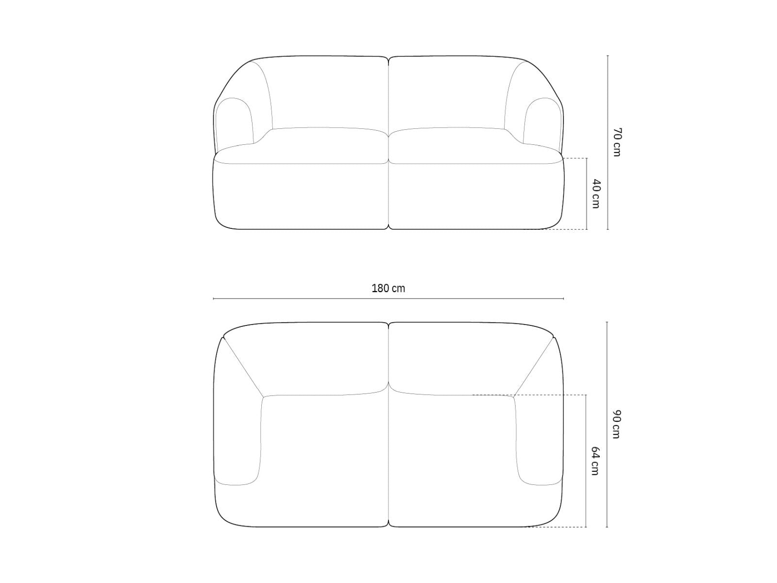 Modernes 2-Sitzer Sofa Campi in zeitlosem Grau, perfekt für stilvolle Wohnzimmer und gemütliche Entspannung, erhältlich bei KAQTU.