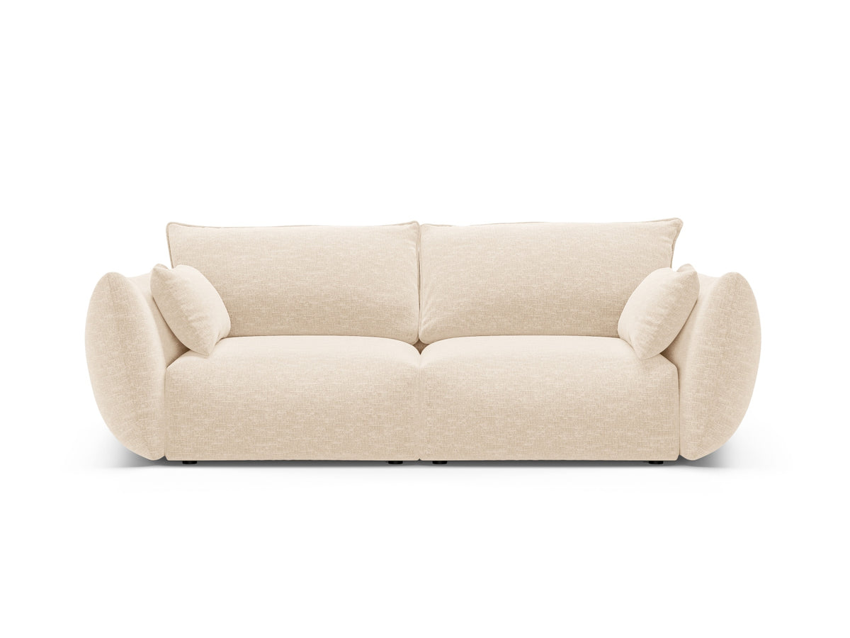 Zweisitzer Sofa Matera mit Stoffbezug, Holzrahmen und niedrigen schwarzen Beinen