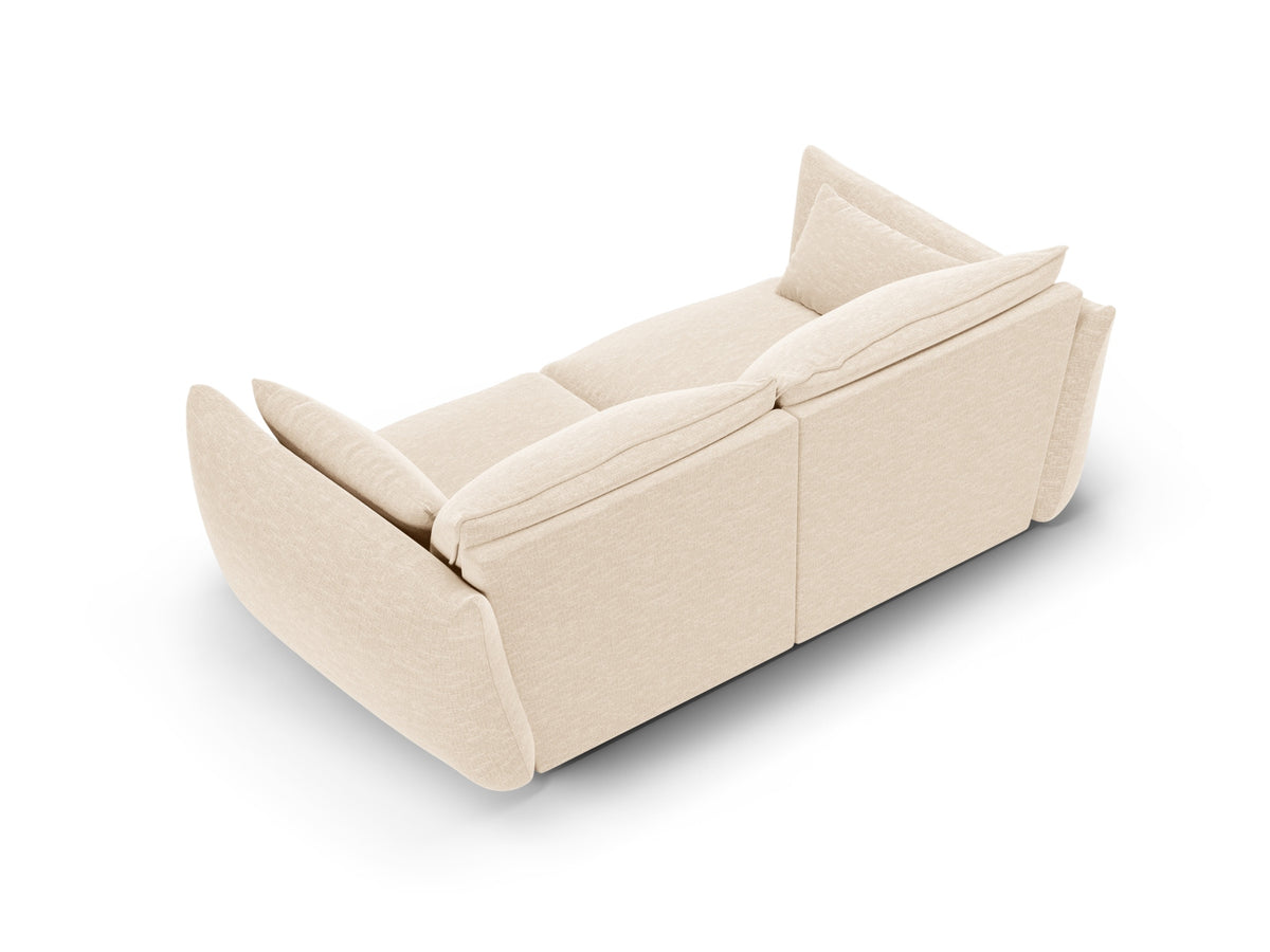 Zweisitzer Sofa Matera mit Stoffbezug, Holzrahmen und niedrigen schwarzen Beinen