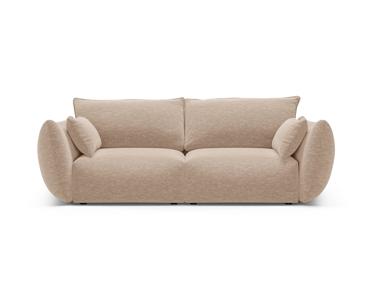 Zweisitzer Sofa Matera mit Stoffbezug, Holzrahmen und niedrigen schwarzen Beinen