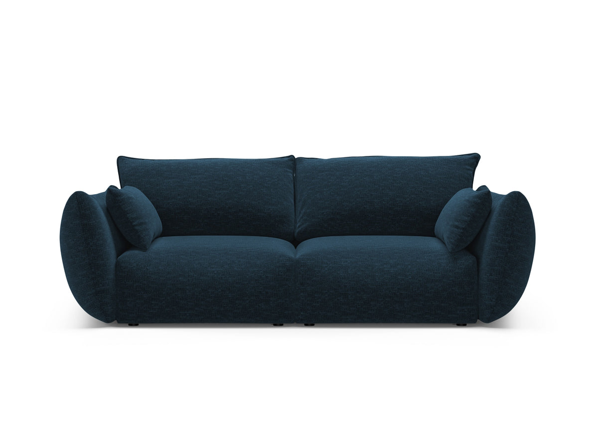 Zweisitzer Sofa Matera mit Stoffbezug, Holzrahmen und niedrigen schwarzen Beinen