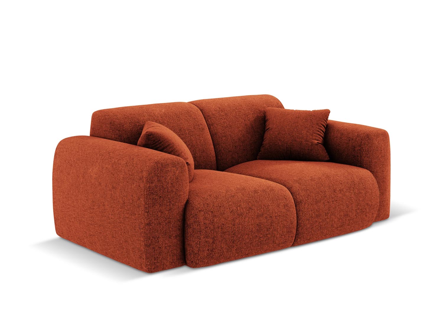 Modernes Nolio 2-Sitzer Sofa in warmem Terracotta, perfekt für gemütliche Wohnzimmer, entworfen von Cosmopolitan Design.
