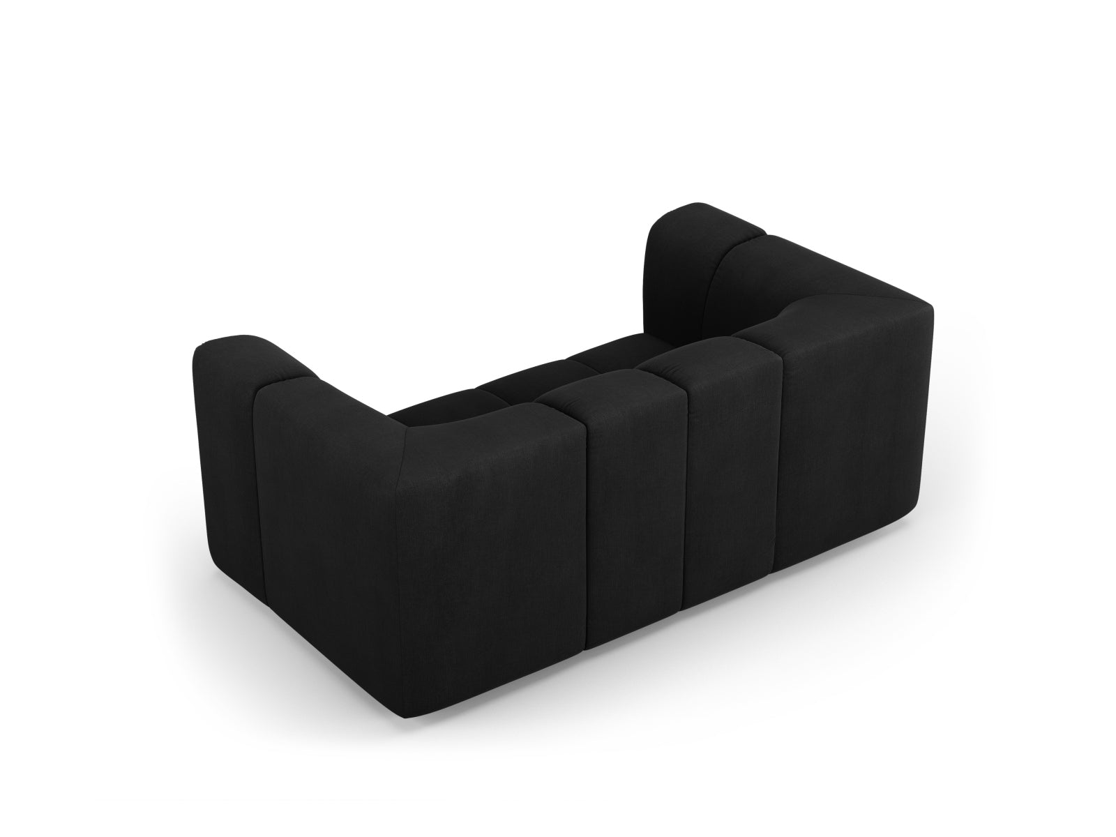 Modernes 2-Sitzer Sofa Moritz in zeitlosem Schwarz, perfekt für stilvolle Wohnzimmer und gemütliche Entspannung, erhältlich bei KAQTU.