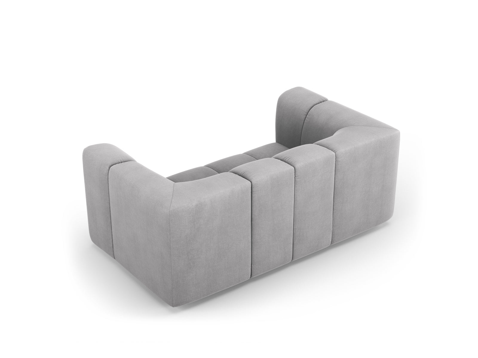 Stylisches 2-Sitzer Sofa Moritz in sanftem Grau, perfekt für zeitgemäße Einrichtungen und gemütliche Wohnzimmer.