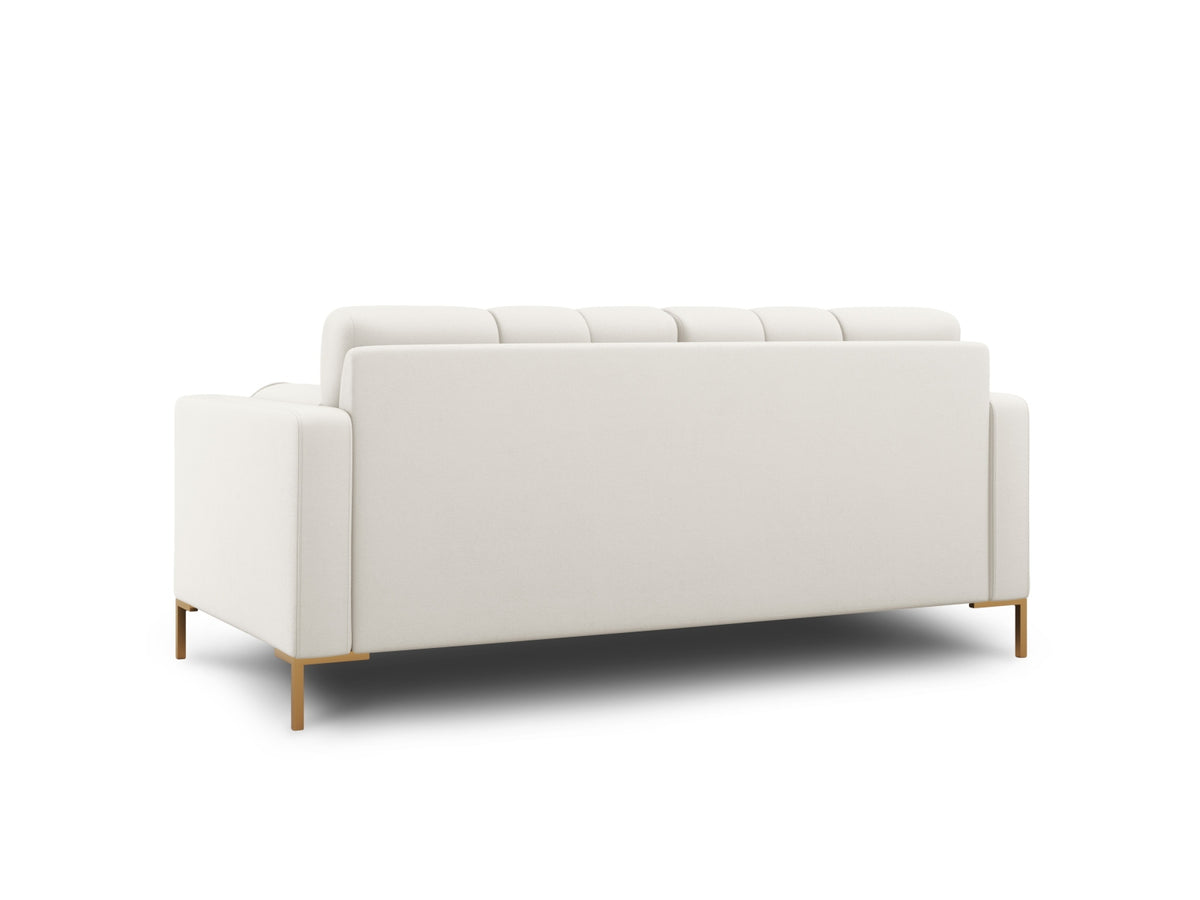 Zweisitziges Sofa Bali mit Stoffbezug, Dekokissen und schlanken Metallbeinen
