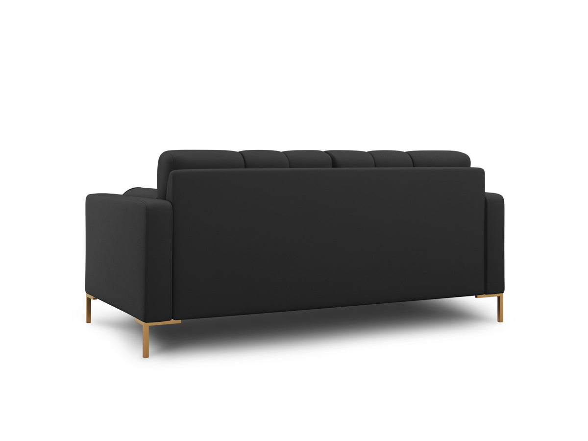 Zweisitziges Sofa Bali mit Stoffbezug, Dekokissen und schlanken Metallbeinen