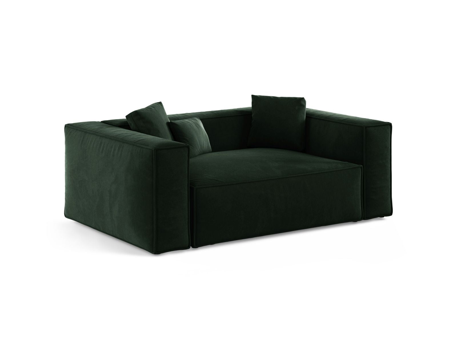 Elegantes 2-Sitzer Sofa Aveiro in sattem Flaschengrün, ideal für stilvolle Wohnräume, erhältlich bei KAQTU Design AG.