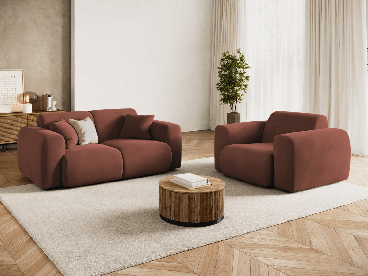 Nolio Velour Sofa 2 Sitzer 95cm in Cuoio-Casino präsentiert im Onlineshop von KAQTU Design AG. 2er Sofa ist von Cosmopolitan Design